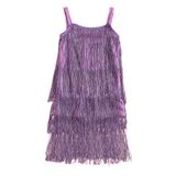 Vestido Qiylii Kid Girls Sequin Fringe Tassel Dance Purple 10-11y