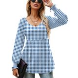 Blusa Túnica Feminina Lomon, Manga Comprida, Decote Em V, Guingão, S