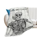Cobertor Citari Funny Skeleton Skull Fleece Para Todas As Idades