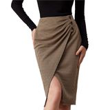 Saia Midi Grace Karin Stretch Bodycon Xadrez De Cintura Alta