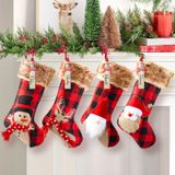 Meias De Natal Minetom 18 Cm, Pacote Com 4, Boneco De Neve, Veado, Gnome