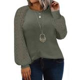 Blusa Feminina Eytino Plus Size De Renda De Manga Comprida Verde 3x