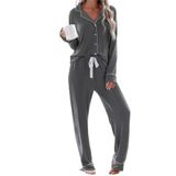 Conjunto De Pijama Feminino Evaimizill, Manga Comprida, Cinza Escuro, Viscose