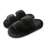 Chinelos Chantomoo Memory Foam Fuzzy Fur Femininos Pretos 26 Cm