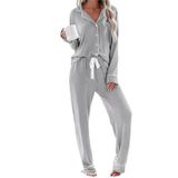 Conjunto De Pijama Feminino Evaimizill, Manga Comprida, Com Botões, Cinza Claro