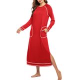 Camisola Feminina De Manga Comprida Ekouaer Vermelha S-xxl