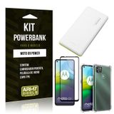 Kit Carregador Portátil 5K Tipo C Moto G9 Power + Capa Anti Impacto +Película Vidro 3D -Armyshield