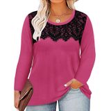 Top Tiyomi Plus Size, Manga Comprida, Camiseta Elegante De Renda Preta