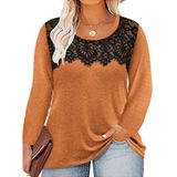 Top Tiyomi Plus Size, Manga Comprida, Camiseta Elegante De Renda Preta