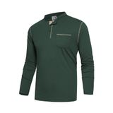 Camiseta Masculina Hardaddy Henley De Manga Comprida Verde Escura 3gg