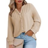 Blusa Feminina Eytino Plus Size Com Decote Em V, Manga Comprida, Dourada, 5x
