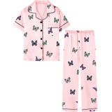 Pijamas De Seda Acetinada Para Meninas Umeyda Pijama Pink Butterfly 11-12y