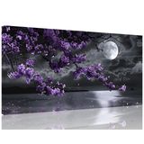 Decoração De Parede Tutubeer, Arte Em Tela Roxa, 20x40cm Com Moldura