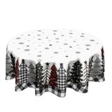 Toalha De Mesa Redonda De Natal Kawani 152cm De Poliéster De Inverno