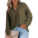 Blusa Feminina Eytino Plus Size De Verão De Manga Comprida Verde 2x
