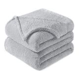 Cobertor Exclusivo Mezcla Flannel Fleece Twin Size Cinza Claro