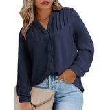 Blusa Feminina Eytino Plus Size De Verão, Manga Comprida, Azul Marinho, 2x