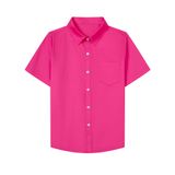Camisa Sangtree Button Down Rosa Choque, Verão, Manga Curta, Algodão