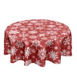 Toalha De Mesa Kawani Winter Snowflakes Redonda 152 Cm De Poliéster Vermelho