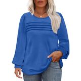 Blusa Túnica Feminina Eytino, Tamanho Grande, Manga Comprida, Gola Redonda, 4x