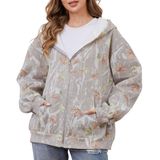 Jaqueta Feminina Com Capuz Eutten Camo Zip Up Maple Leaf Print