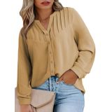 Blusa Feminina Eytino Plus Size De Verão De Manga Comprida Com Decote Em V 2x