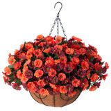 Cesta Suspensa De Flores Artificiais De Outono Ammyoo Orange Brown