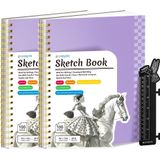 Caderno De Esboços Popyola 9 X 12 Cm Com Régua De Marcadores, Pacote Com 2, 100 Folhas