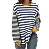 Camiseta Feminina Blencot De Retalhos De Tamanho Grande, Branca De Outono, S
