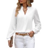 Blusa Feminina Zoomoon Transparente De Manga Comprida Com Decote Em V Branca Xxl