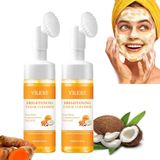 Sabonete Facial De Cúrcuma, 100 Ml Com Pincel, Pacote Com 2 Unidades Para Todos Os Tipos De Pele