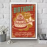 Quadro Para Cozinha Bolo De Aniversário 24x18cm - Com Vidro