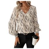 Blusa Sweatyrocks Com Estampa De Leopardo Com Decote Em V E Manga Comprida Feminina