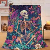 Cobertor Exroozy Skull Skeleton Flower 100x125cm