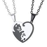 Colar U7 Cat Lovers Gift Heart, Conjunto De Pingentes De Aço Inoxidável