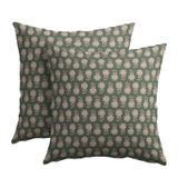 Capas De Travesseiro Kawani Vintage Green Floral 60x60cm, Conjunto De 2