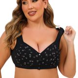 Sutiãs Fhteco Daisy Floral Com Fecho Frontal Sem Fio Preto 4gg