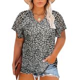Top Feminino Eytino Plus Size Floral De Verão Com Decote Em V E Manga Curta