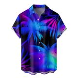 Camisa Stanfvmen Tropical Para Homens, Casual, Descontraída, Com Botões