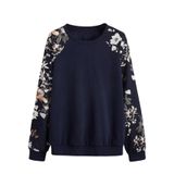 Camiseta Feminina Roseseek Com Estampa Camuflada De Manga Comprida Azul Profundo