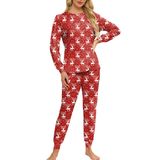 Pijama De Natal Opemiby Para Mulheres De Manga Comprida Com Calças De Corrida