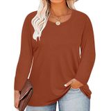 Top Tiyomi Plus Size Para Mulheres, Túnica De Manga Comprida E Gola Redonda