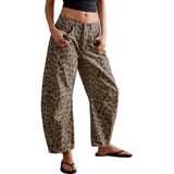 Jeans Liltwist Leopard Barrel Cheetah Print, Pernas Largas, Femininas