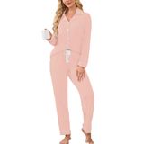 Conjunto De Pijama Feminino Evaimizill, Manga Comprida, Viscose Rosa