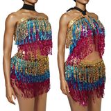 Conjunto De Saia De Lantejoulas Baisdan Para Mulheres, Pacote Com 2 Unidades De Ouro, Azul E Rosa Vermelha