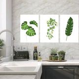 Kit 3 Quadros Decorativos Minimalistas Plantas 33x24cm Vidro