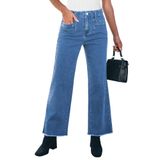 Calças Largas Grapent, Cintura Alta, Jeans Femininos, Azuis, Xxl