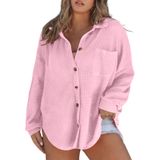 Jaqueta Shacket Eytino Feminina Plus Size Boyfriend 2x Rosa Claro