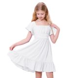 Vestido Zando Ruffle De Manga Curta Branco Para Meninas De 11 A 12 Anos