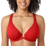 Sutiã Calvena Racerback Com Fecho Frontal, Cobertura Total, 44e, Vermelho